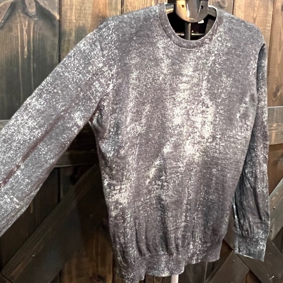 Robert Graham Townsville Sweater Top Size M Linen Blend Black Grey Winter Light - Picture 5 of 9